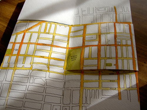 the second spread of the map book, showing the castro and the mission