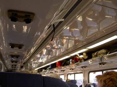 inside the train, looking forward