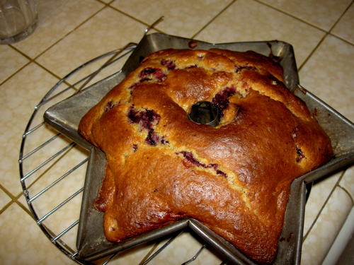 a raspberry yogurt cake