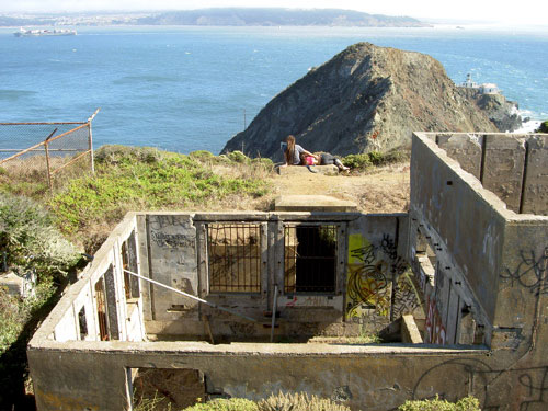 The roofless room of some old structure.