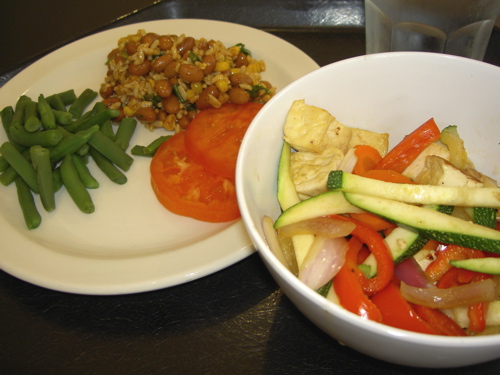 yummy vegan food at the cafeteria