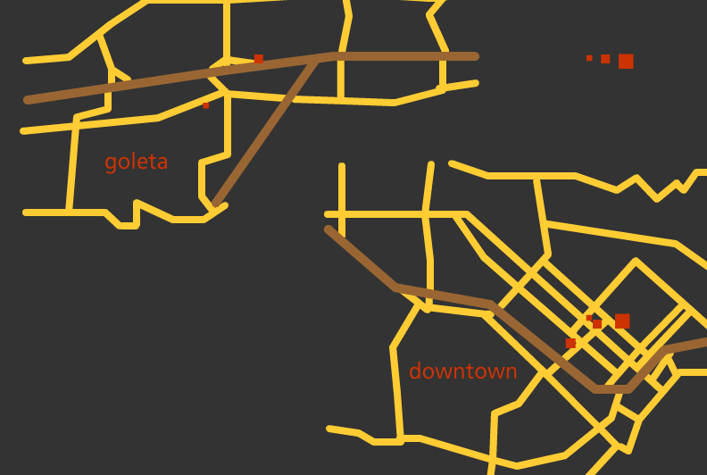 goleta and downtown with obscure red squares