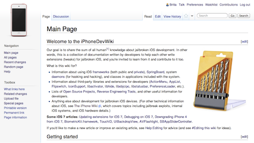 New screenshot of iPhoneDevWiki